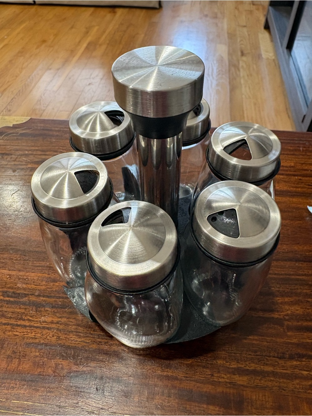 Stainless Steel Rotating Spice Rack Set - Silver